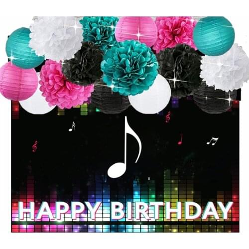Birthday Party Decorations Music Theme Birthday Party Decorations Backdrop Tissue Pom Poms Lanterns Decorations