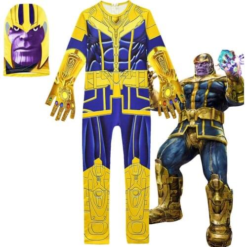 Boys Avengers Thanos Costumes Kids Jumpsuits Children Halloween Party Thanos Children Cosplay Costume Mask Glove Hero Jumpsuit