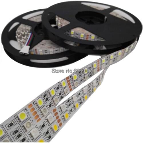 5M Double Row 5050 RGBW Flexible LED Strip RGBWW RGB+White or RGB+Warm White DC12V 5m/lot 120LED/M IP20 Non-Waterproof Stripe