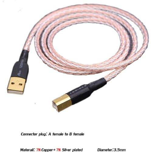 Hifi 7N OCC Silver Plated Plated + shield USB Cable High Quality Type A to Type B Hifi Data Cable For DAC