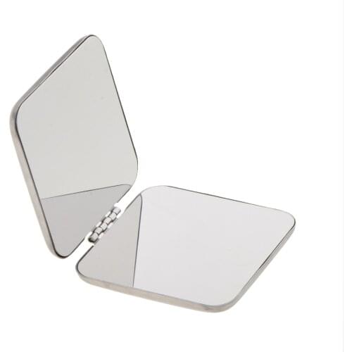 Mini Pocket Square Compact Mirror Full Stainless Steel Cosmetic Handbag Makeup Magnifying Mirror for Women