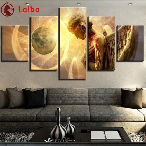 Diamond Embroidery Fantasy art angel wings planet Diamond Painting Full Square round drill Mosaic Cross Stitch Wall Art5pcs