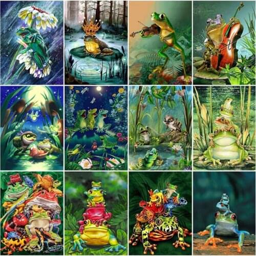 Paint With Diamond Painting Frog Full Square Drill Needlework Diamond Embroidery Animal Picture Of Rhinestone Mosaic Wall Decor
