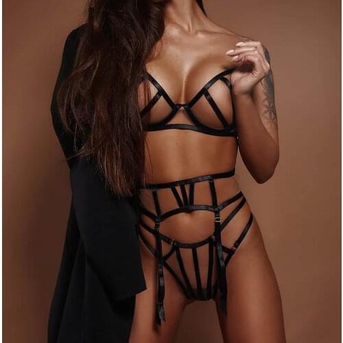 3Pcs Mesh Perspective Women Underwear Set Seamless Bra Set Ladies Fashion Temptation Sexy Lingerie Erotic Bra Garter Briefs Sets