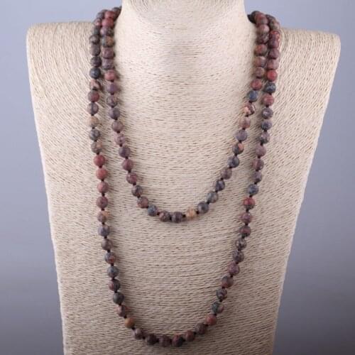 MOODPC Free Shipping Fashion Bohemian Jewelry Fashion knotted long Halsband Leopard skin Stones Necklace