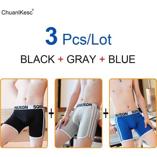3 Pcs/Lot Cotton Long Underpants Mens Sports Shorts Mens Underwear Loose Shorts Fashion Running Shorts Pop Underwear