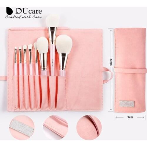 DUcare Pink 8 Pcs Makeup Brushes Professional Soft Powder Eyebrow Eyeshadow Make up Brush Set Portable With Cosmetic Bag