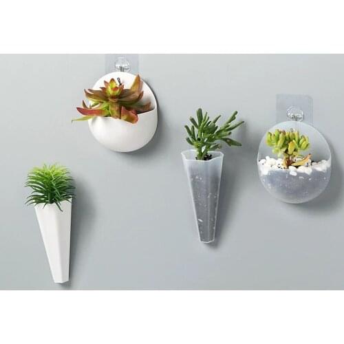 1PC Wall-mounted Flower Pot Hydroponics Flower Vase Hook Wall Hanging Fish Tank Hanging Planter Holder Home Office Garden Decor