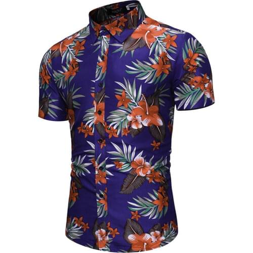 2021 Summer Mens Printed New Loose Short Sleeve Shirt Blouse Leisure Beach Foreign Trade Code men clothing