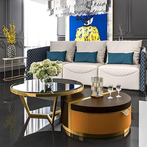 New post-modern light luxury rock board TV cabinet coffee table combination marble living room furniture designer model room