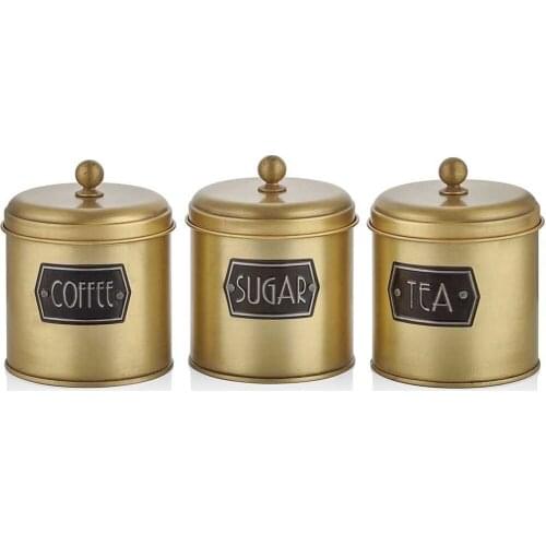 Galvanized 17cm Aynıboy 3'lü Spice Jar Gold Glv0498