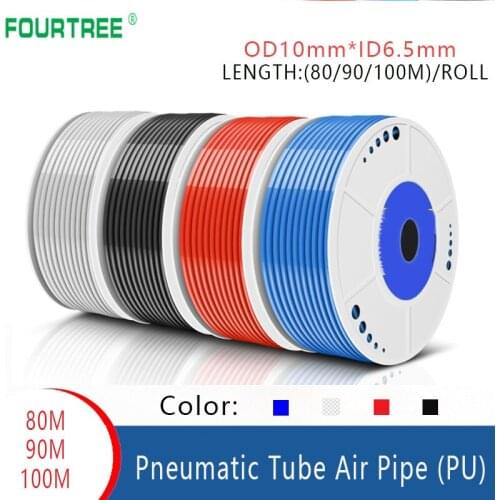 Wholesales OD10mm*ID6.5mm High Pressure Pneumatic Component 80/90/100Meters/Roll For Compressor Air Line Polyurethane Hose