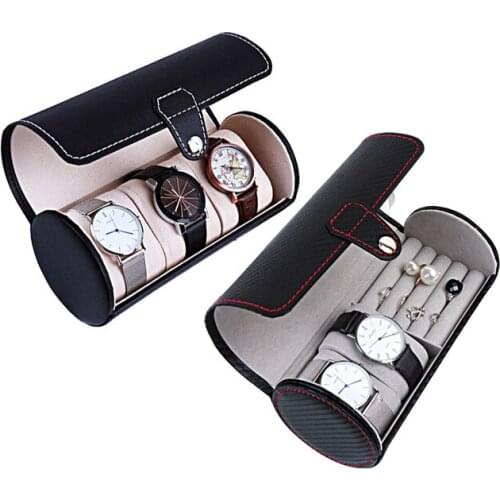 Portable Travel Watch Box Case 2 Slot Watch Organizer Storage Leather Ring Earrings Jewelry Storage Box Horloge Box