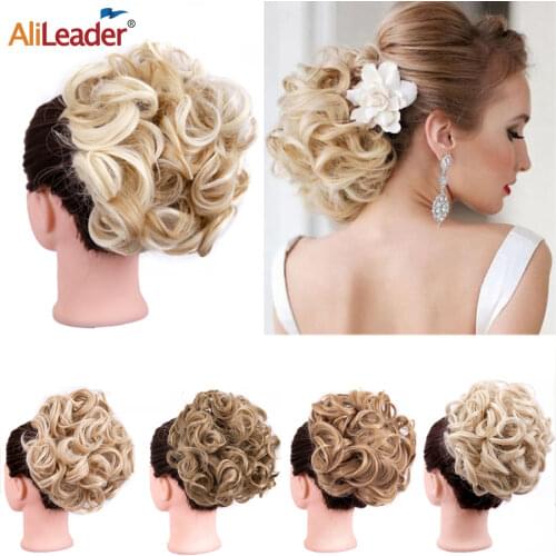 Alileader Hair Bun With Comb Clip In Curly Hair Chignon Synthetic Curly Hair Bun Chignon Updo Cover Ponytail Extension For Women