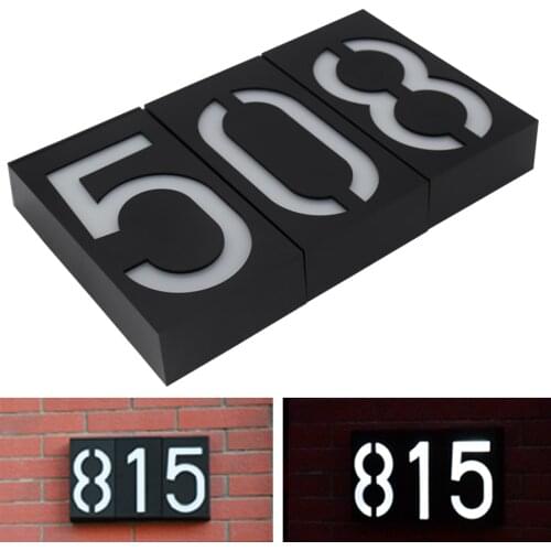 House Number Solar Light LED Bulb Digital Solar Powered Lamp Wall Mount Illumination Doorplate Porch Lights With Battery