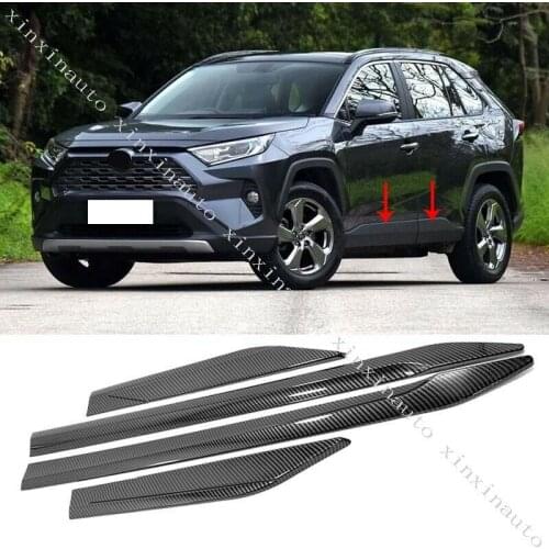 Carbon Fiber Texture Side Panel Door Body Molding Trim For Toyota RAV4 2019-2020 Car modification Auto parts