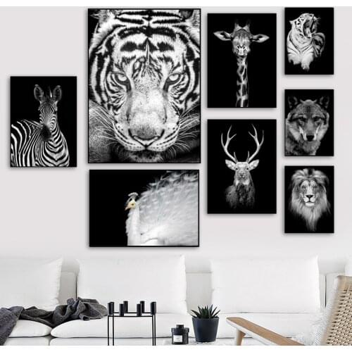 Tiger Lion Deer Wall Art Canvas Painting Nordic Poster And Print Animal Wall Pictures For Living Room Scandinavian Home Decor