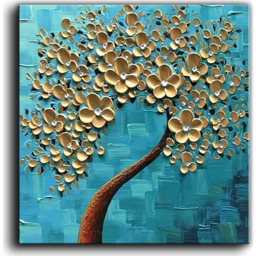 Handmade Thick Yellow Flowers Original Painting Large Abstract Art Wall Decor Palette Knife Textured Oil Painting On Canvas