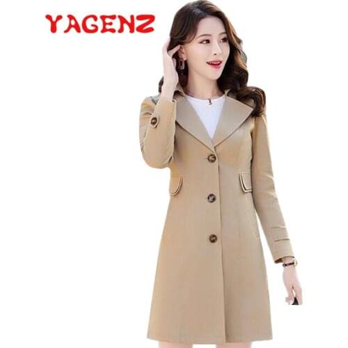 YAGENZ fashion trench coat women clothes plus size Long coats single-breasted spring and autumn windbreaker coat ropa mujer 737