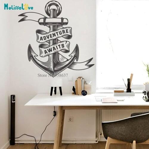 Anchor Design Adventure Awaits Quote Wall Sticker Motivational Stickers Decal Home Decor BA836