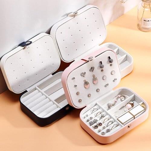 Storage Makeup Double-layer Jewelry Storage Box Earrings Ring Flannel Jewelry Box Casket For Jewelry Organizer For Cosmetics