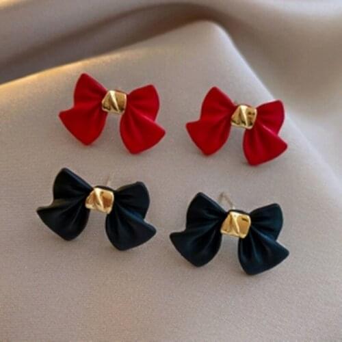 2021 Spring New Trendy Cute Red Bowknot Small Animal Alloy Paint Stud Earrings Classic Fashion Jewelry Earrings Girl Gifts