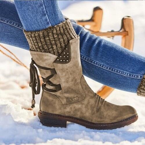 6 color Women Winter Mid-Calf Boots Flock Winter Shoes Ladies Fashion Snow Boots Shoes Thigh High Suede Warm Botas Size 35-43