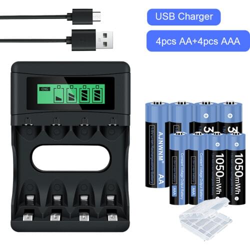 1.5V AA Rechargeable Battery 3400mWh+1050mWh 1.5V AAA Li-ion Lithium Rechargeable Battery For Clock Toys Camera AA battery 1.5v