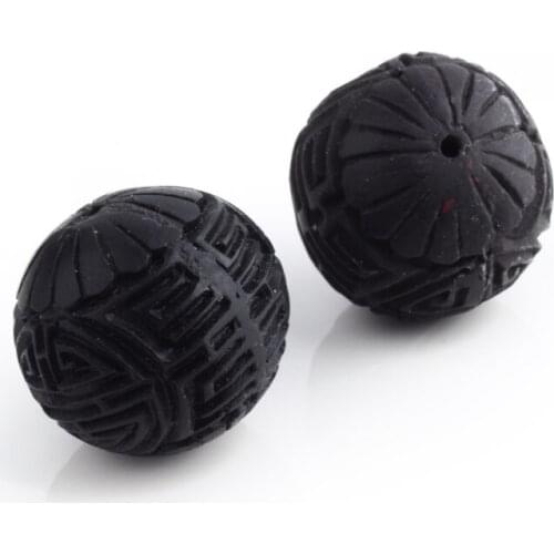 100pcs Cinnabar Round Beads for jewelry Making DIY Jewelry Accessories, Carved Lacquerware, 16x15mm, Hole: 2mm F70