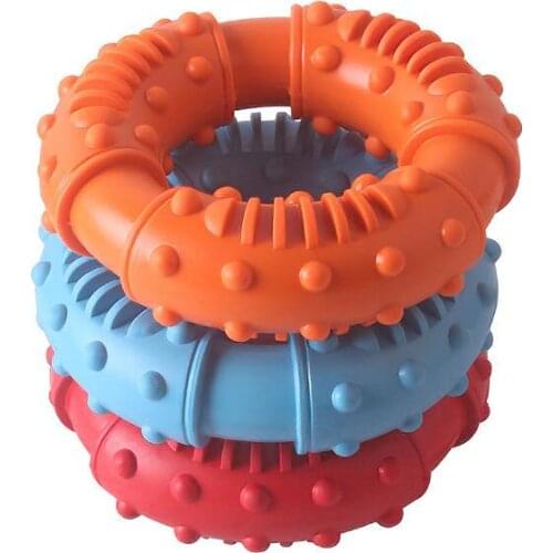 13cm Pet Molar Toy Dog Feeding Training Circle Shape Clean Teeth Chewing Cat Funny Toys Rubber Throw Circle Clip Food