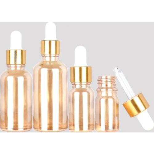 200Pcs/Lot Amber Essential Oil Essence Glass Empty Refillable Bottle With Round Tip Dropper For Skin Care Portable Customized