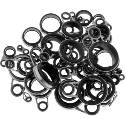 49Pcs Fishing Rod Eyes Guide Ring Tip Tops Repair Kit Ceramic Ring and Stainless Steel Frame Fishing Tools