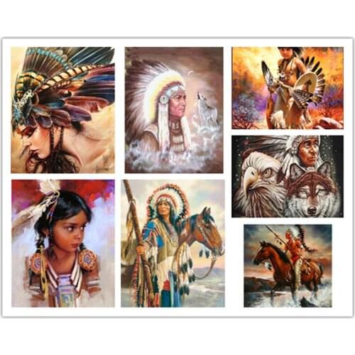 Diamond Embroidery Wolf Cross Stitch Diamond Mosaic Indian Rhinestones Art Painting Animal Full Square Beaded Wall Art