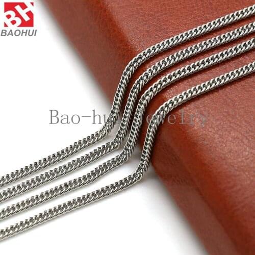 BOFEE 10PC 1PC Stainless Steel Necklace Long Chain Women Curb Cuban Link Mens Fashion Jewelry Pendant 2.7MM Wide Gift Wholesale