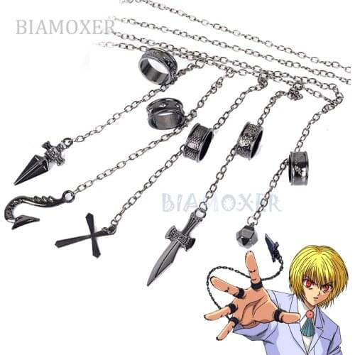 Anime Hunter x hunter Kurapika Rat Cosplay Costume Props Bracelet Five Finger Chain Ring Alloy Plating Accessories Pendant