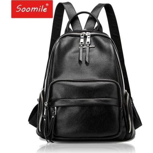 Brand New Women Backpack Genuine Leather Tassel Shoulder Bag Backbag Female Cow Leather + PU School Bag Girl Travel Bag Mochila