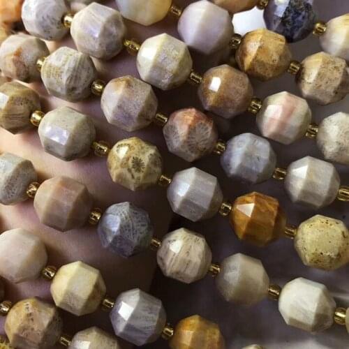 Natural Chrysanthemum coral 7*8mm beads lantern polygon design bead charm For Jewelry Making DIY necklace semi precious perle