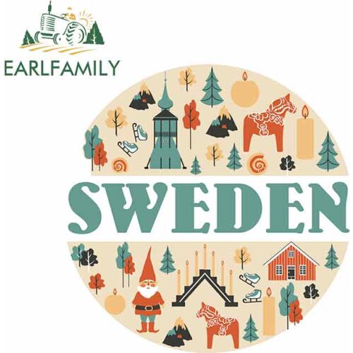 EARLFAMILY 13cm x 12.8cm for Pretty Sweden Car Stickers Vinyl Sunscreen RV VAN JDM Car Accessories Graphics Anime Sign