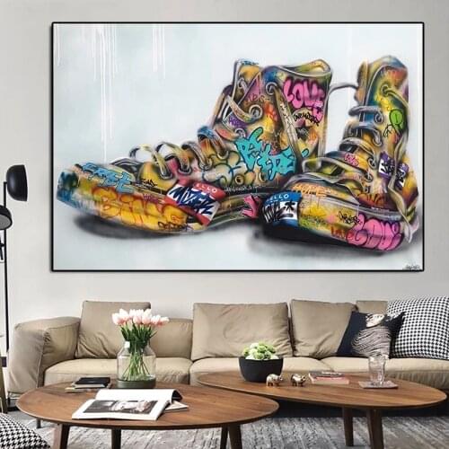 Cuadros Graffiti Art Creative Shoes Canvas Painting Posters and Print Wall Art Pictures for Living Room Home Decor No Frame