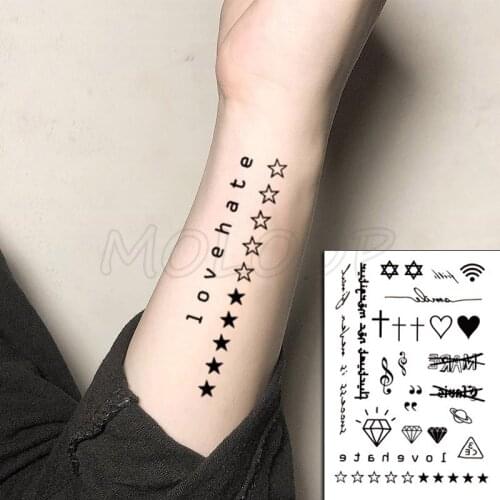 Cross Hexagram Stars Diamond Planet Symbol Tattoos Stickers Women Body Waist Arm Art Tattoos Temporary Girls Kids Tatoos Chains