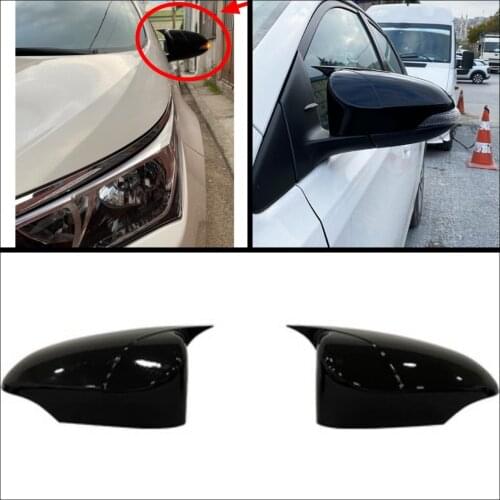 2 Pieces High Quality ABS Plastic Bat Style Mirror Covers Caps RearView Piano Black For Toyota Corolla 2013-2018 Sedan Hatchback