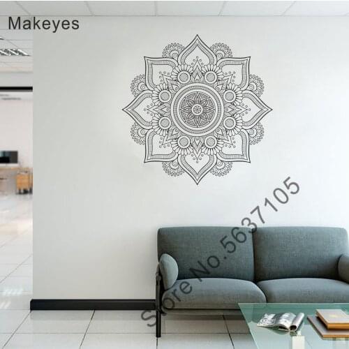Makeyes Mandala Flower Wall Sticker Religion Home Livingroom Decoration Wall Art Wall Decals Mandala Flowers Wallpaper Q009