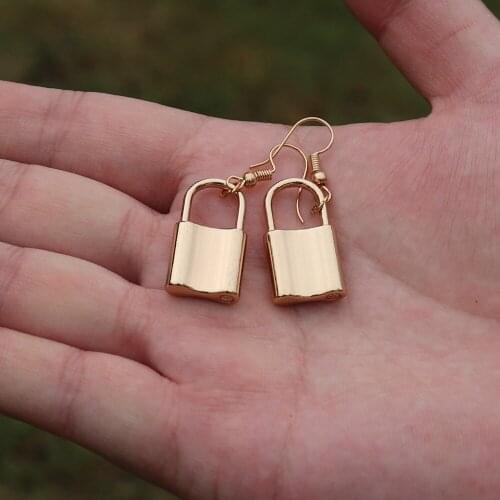 Minimalist Dainty Padlock Earrings Fow Women Girl Gold Color Minimalist Love Lock Post Earrings Best Friend Gift