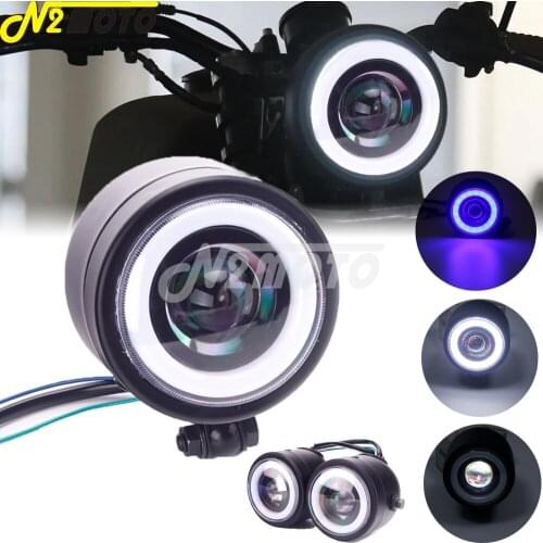 Motorcycle LED Angle Eye Single/Twin Dual Dominator Headlight Front Lighting for Harley Sportster Dyna Cafe Racer Chopper Bobber