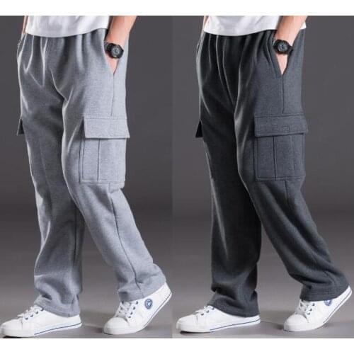 Mens Sweat Pants Warm Streetwear Loose Baggy Joggers Autumn Winter Pants Hip Hop Harem Trousers Fleece Sweatpants