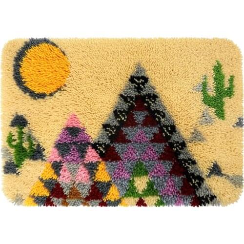 Latch Hook Rug Kits for Adults with Printed Mountain Canvas DIY Tapestry Kits Rug Making Kit Crocheting Embroidery Set 24"x35"