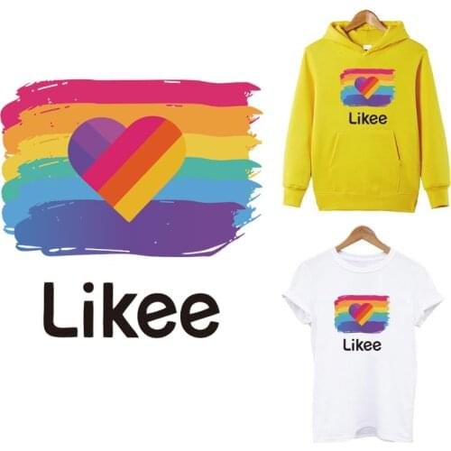 Likee app Funny Heart Heat Transfers Sticker On Clothes DIY Patch A-level Washable Iron On Patches For Clothing T-Shirt Decor