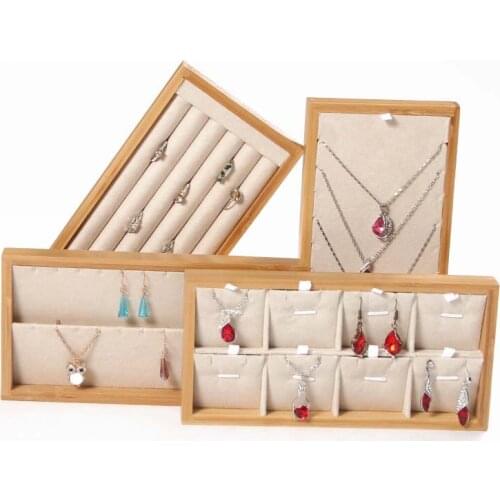 2019 New Portable Multi-function Wood Jewelry Fresh and Simple Earrings necklace Ring Multi-function Jewelry Storage Box/Stand