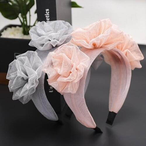 2020 New Flower Mesh Lace Bezel Hair Bands For Women Hair Clips Princess Girls Hair Accessories Headband Hairband opaska do