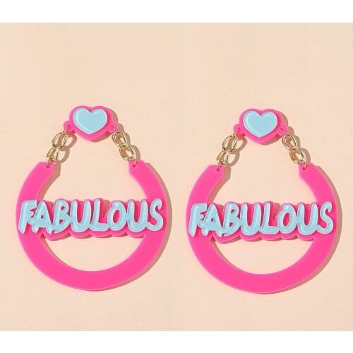 New Punk English Letters FABULOUS Acrylic Drop Earrings Long Dangle Earrings Pendant Women Fashion Jewelry Night Club Party Gift